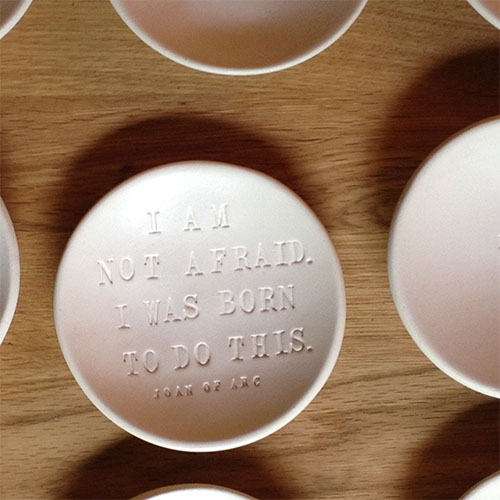 Cool feminist gifts supporting women-owned shops: Joan of Arc quote trinket dish by Paloma's Nest