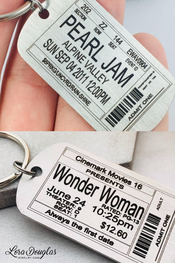 Best gifts for girlfriends: Personalized keychain from your favorite concert or movie night | Valentines gifts
