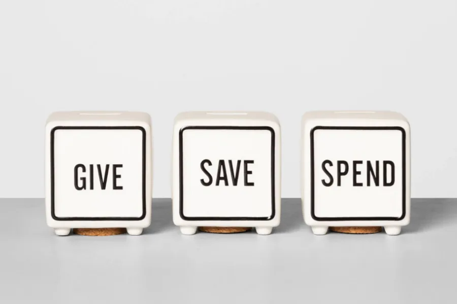 We love this piggy bank that helps kids get their priorities straight