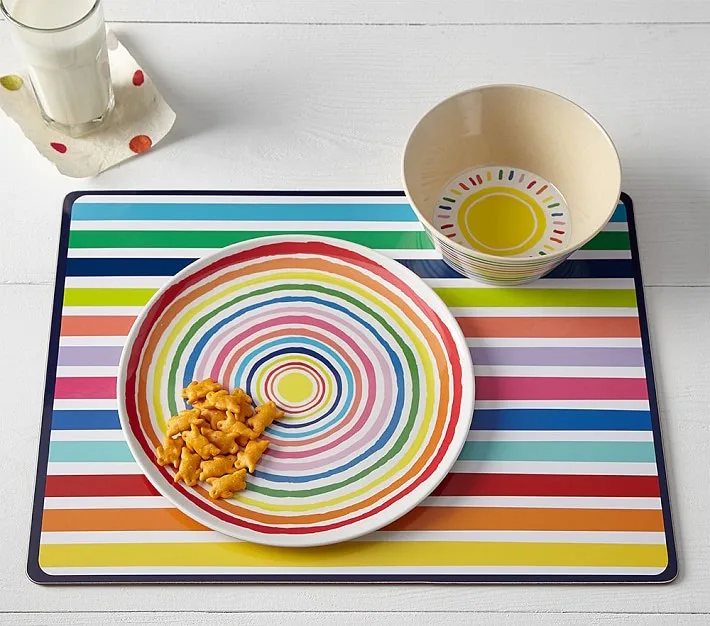 Kids' rainbow plate set by Pottery Barn Kids
