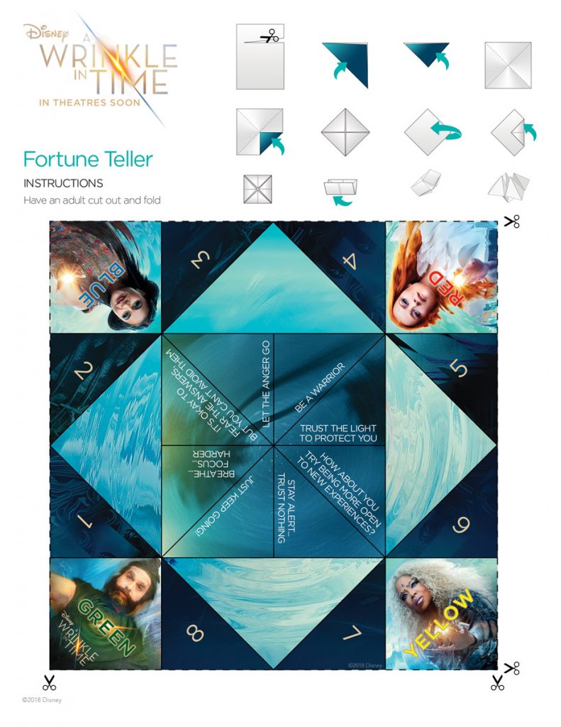 A Wrinkle in TIme: Free printable fortune teller PDF template for download | via CoolMomPicks.com