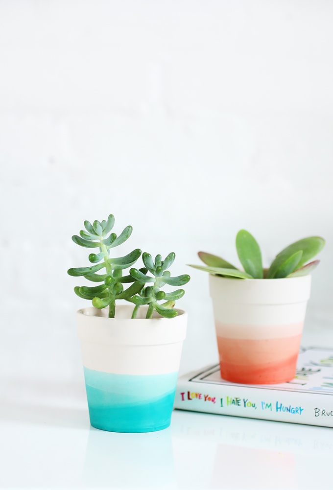 Dip Dye DIY planter tutorial: Sweet Mother's Day gift craft for a home office or nightstand from I Spy DIY