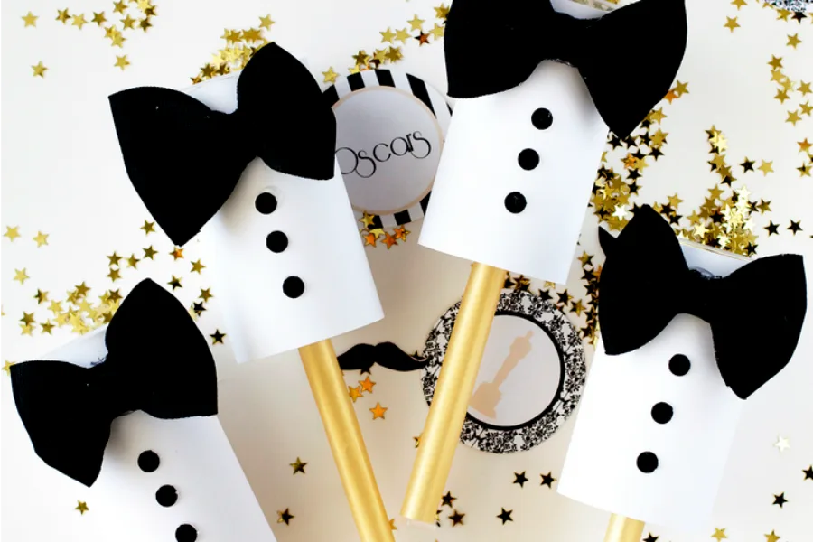 Fun Oscar party ideas: tuxedo confetti poppers by Kristi Murphy
