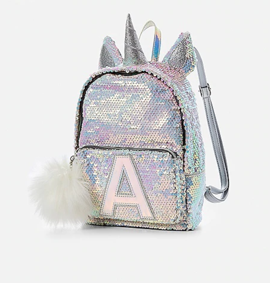 cool backpacks for preschool, kindergarten and little kids: Initial Unicorn Flip Sequin Backpack