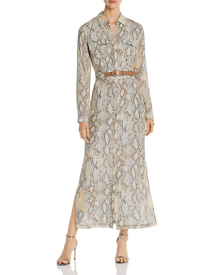 Long belted shirt dresses for fall: Snakeprint dress by Lafayette 148 on sale