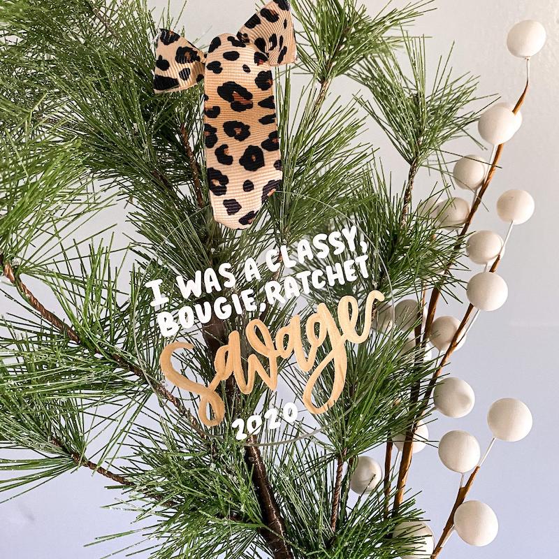 Funny 2020 ornaments: Classy bougie ratchet savage ornament on Etsy. 