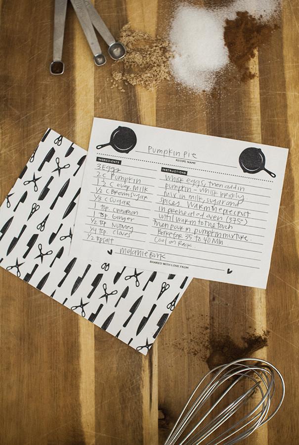 50+ cool gifts under $15 for men and women: Printable recipe cards with family recipes. Enclose with some homemade baked goods