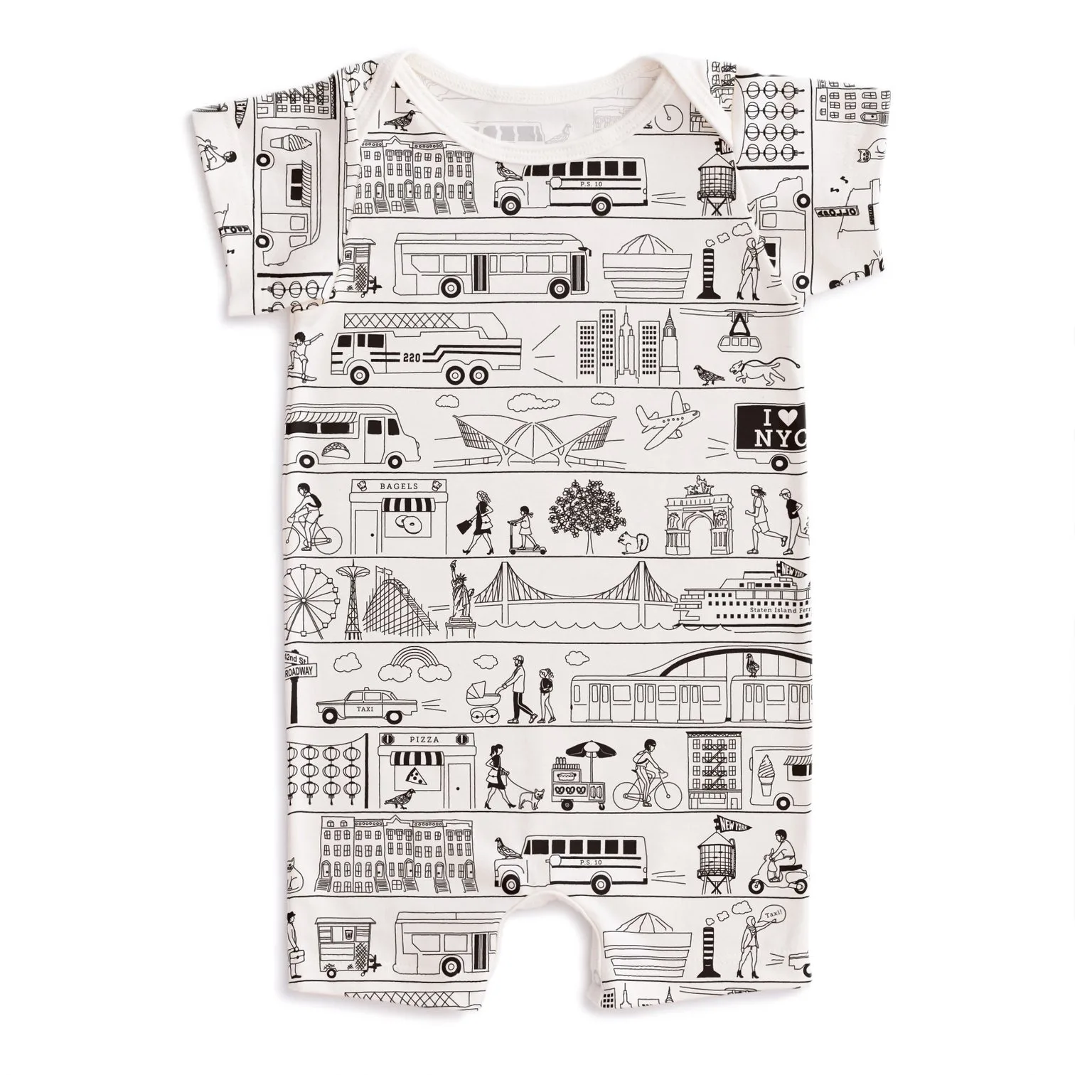 NYC baby gift: Maptote's French Terry NYC baby romper print