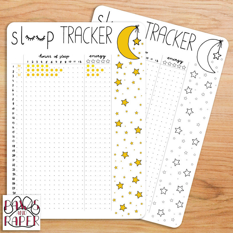 3 great printable sleep logs: Track sleep and energy at Paws & Paper