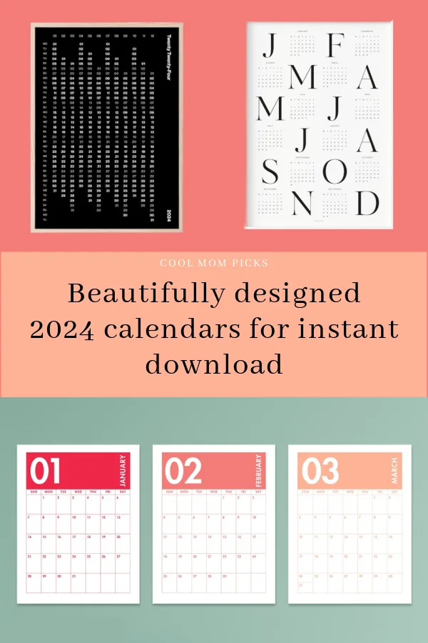 Printable 2024 wall calendar with bold, modern design for home or office