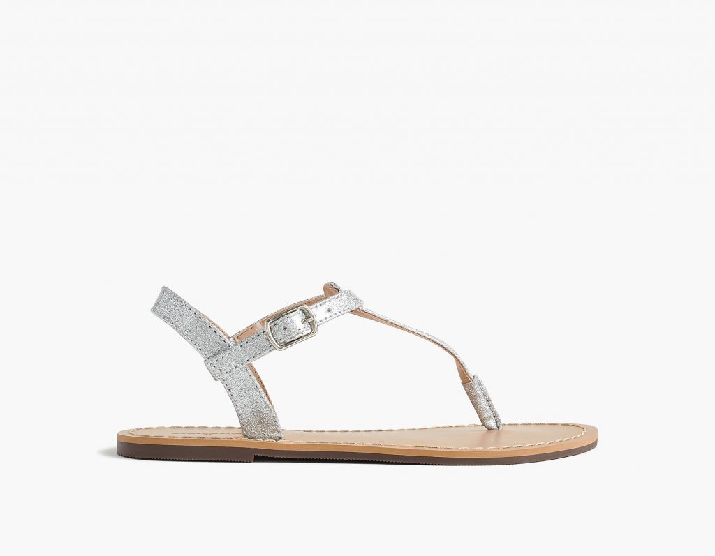J Crew Girls Glitter T-Strap Sandals on sale