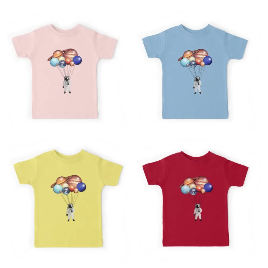 Astronaut planet-balloon tees for kids