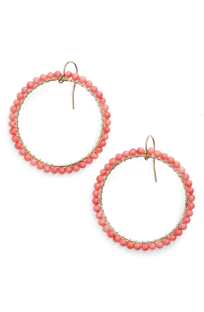 Pantone Coral earrings: Ki-Ele Lani Front Hoop Beaded Coral Earrings at Nordstrom