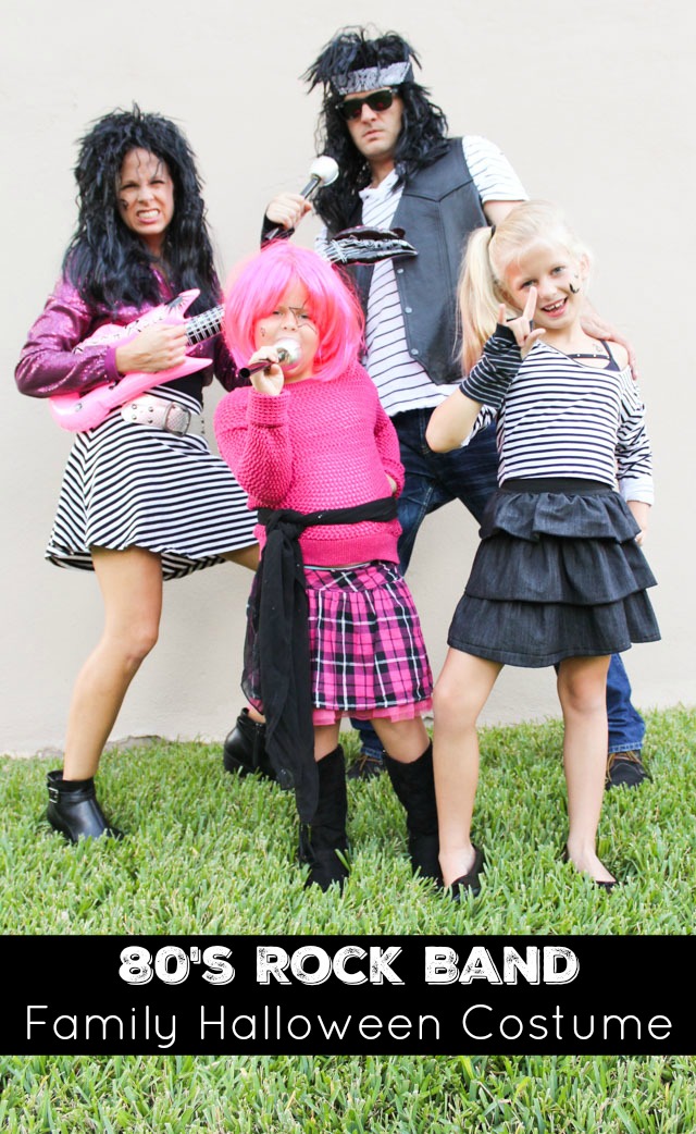 Family Halloween costume idea: 80s rock band costume at Design Improvised 