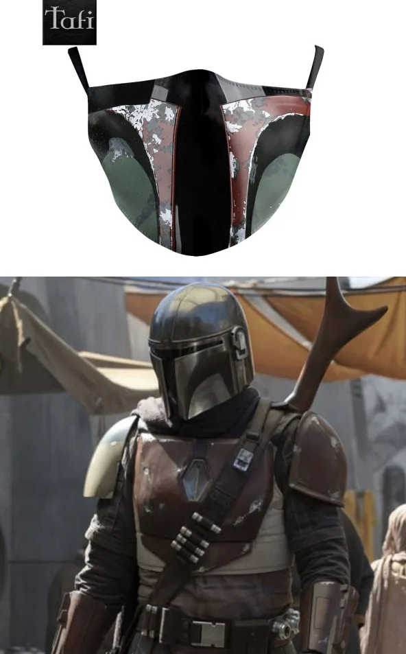 Mandalorian Halloween costume using a face mask from Tati