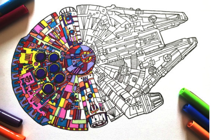 Star Wars Force Awakens zentangle coloring pages for download