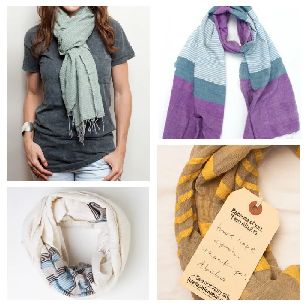 Fashionable scarves. With an emphasis on -able.