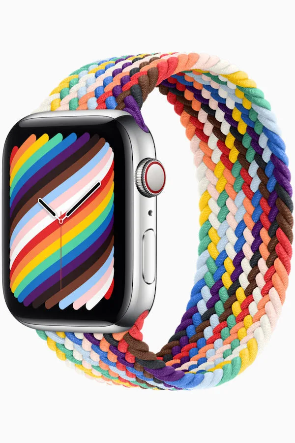 Apple Watch 2021 Pride Band in rainbow braid. Gorgeous!