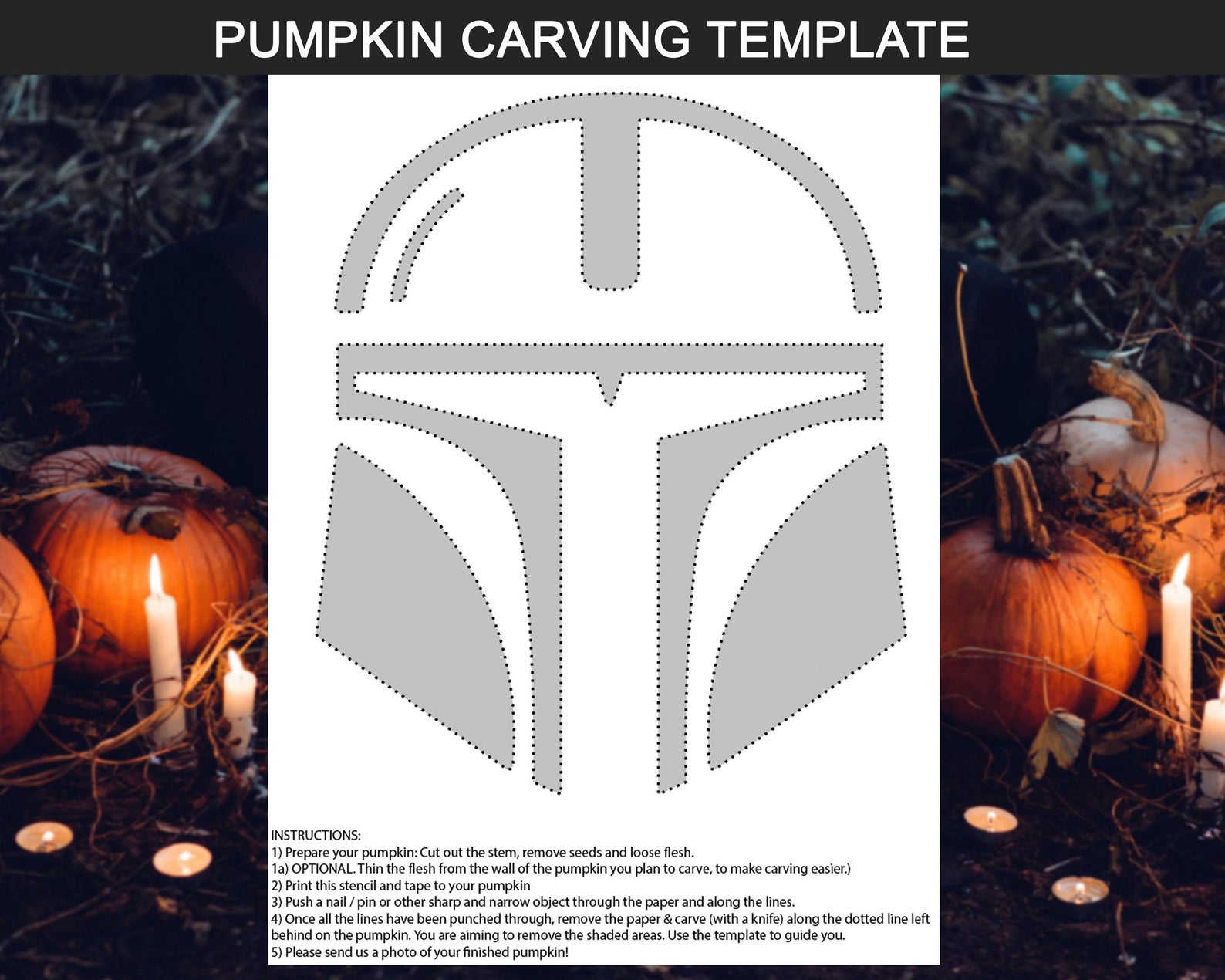 How to throw a Mandalorian watch party with your family that still feels like a party: Mandalorian stencil | Inky printables
