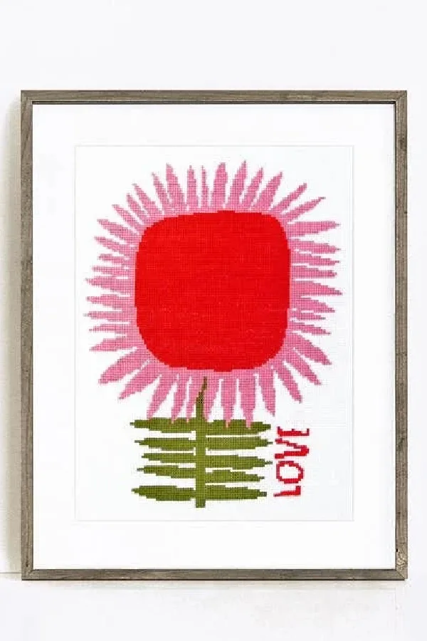 Lisa Congdon LOVE art Cross Stitch Kit now at Subversive Cross Stitch