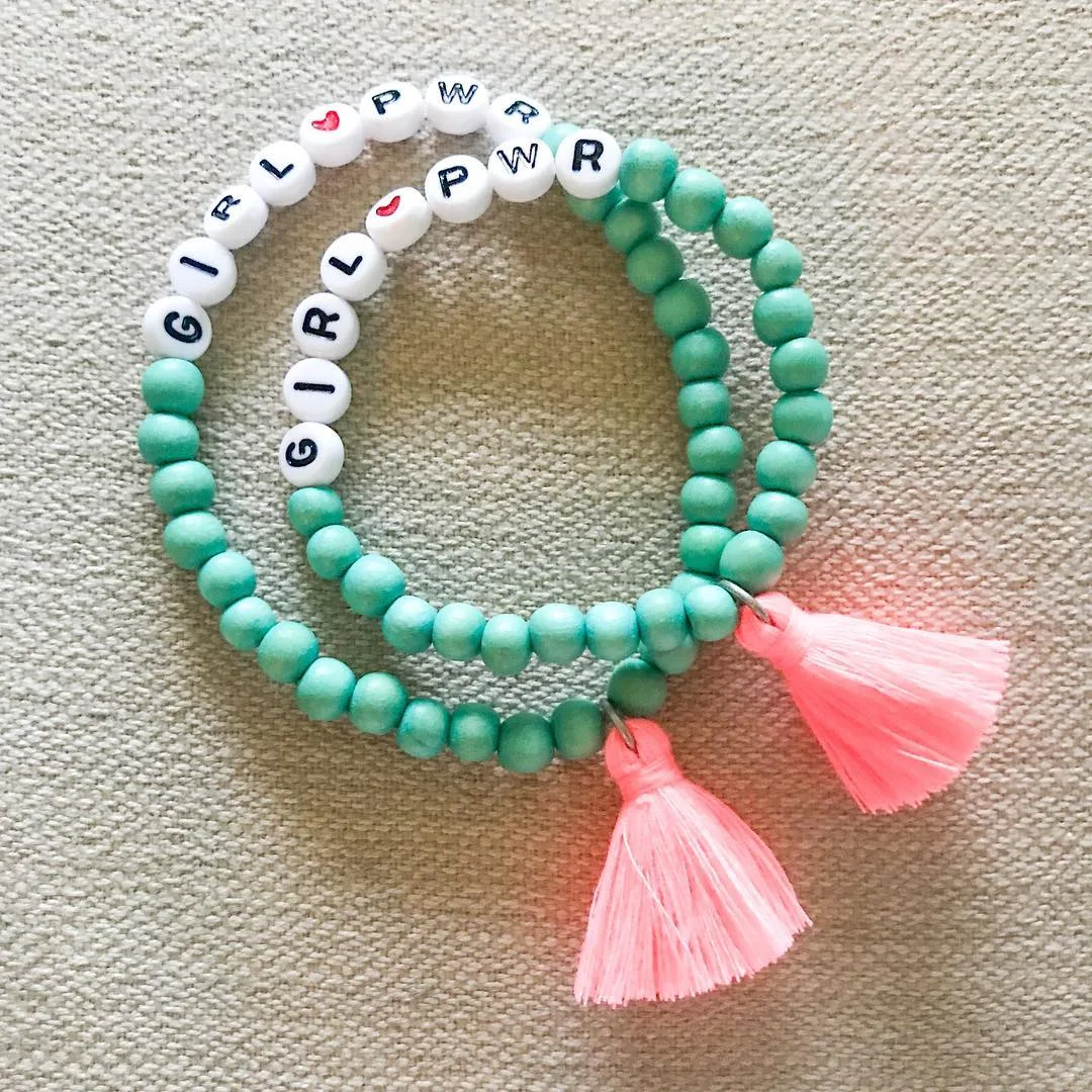Girl power mommy-and-me bracelet set can help empower girls having anxiety about going back to school