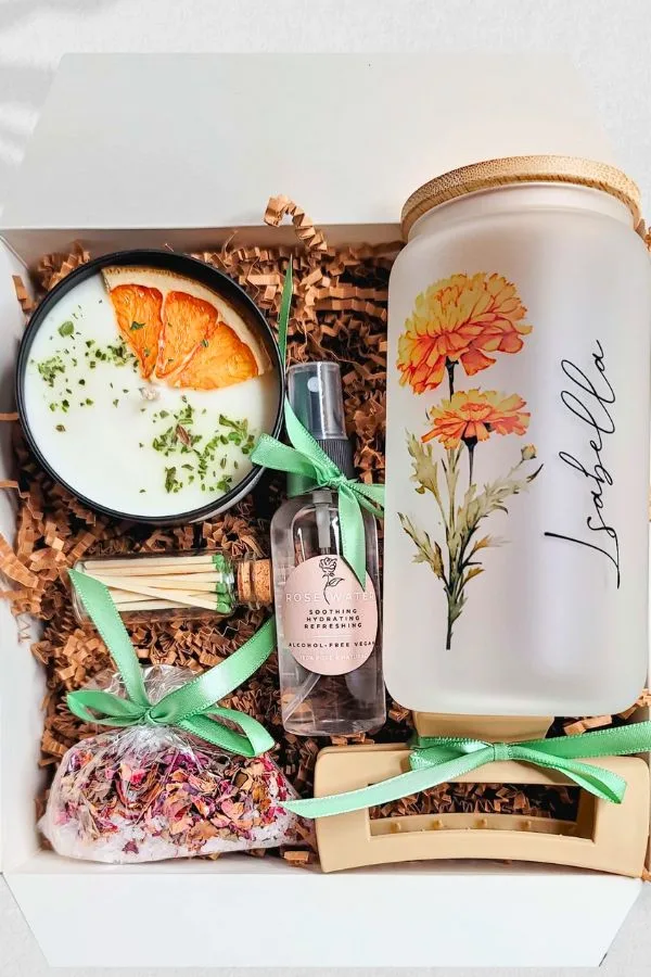 Birthday Flower Gift Box Custom Glass Cup Box for Friend Personalized Gift Her Birth Flower Gift Best Friend Gift Birthday November Flower