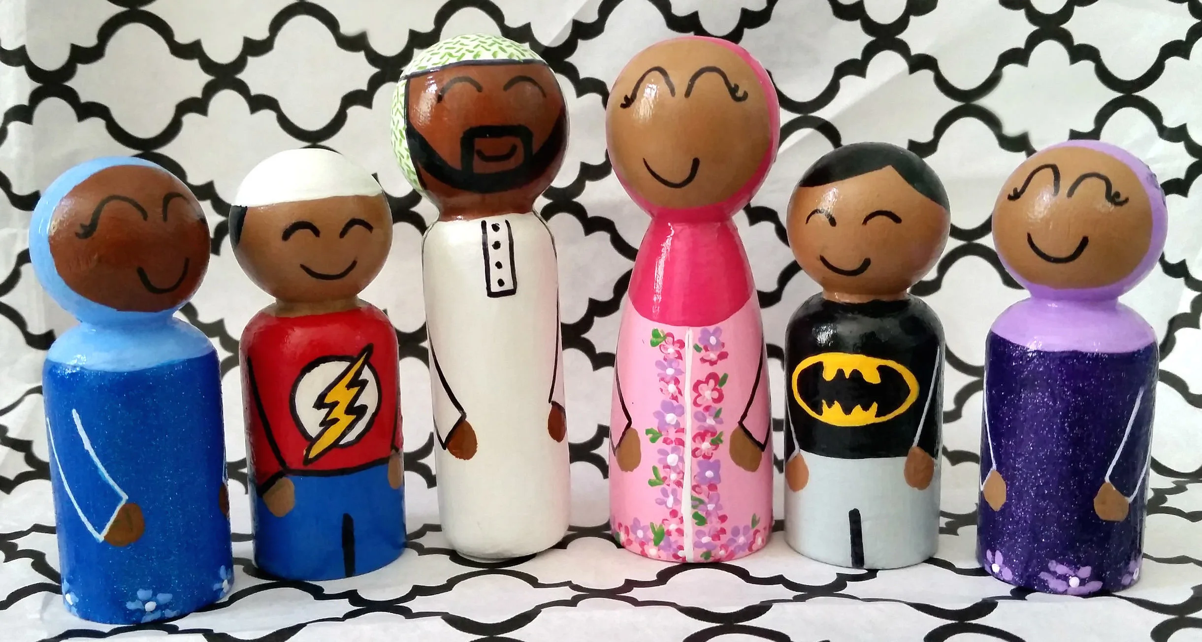Diverse dollhouse doll family