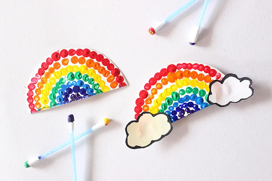 9 easy and fun rainbow crafts for kids, like these pretty rainbow magnets at The Craftables