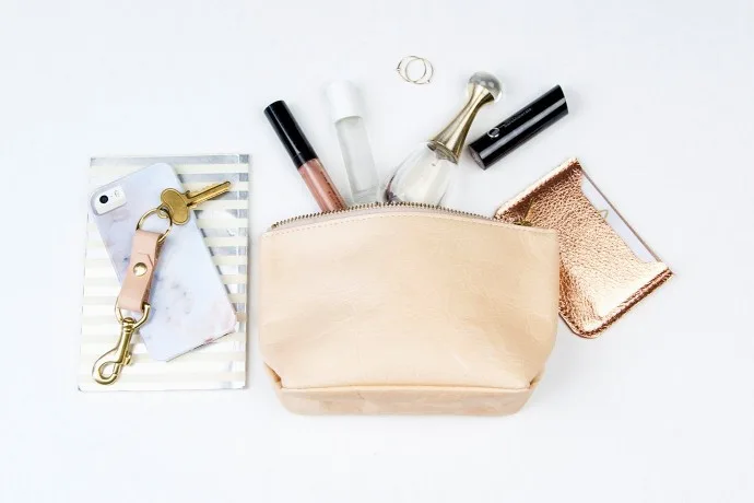Handmade metallic leather cosmetics bags from Gift Shop Brooklyn