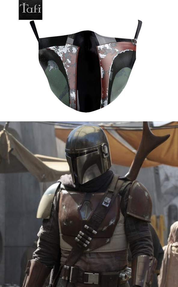 Mandalorian Halloween costume using a face mask from Tafi