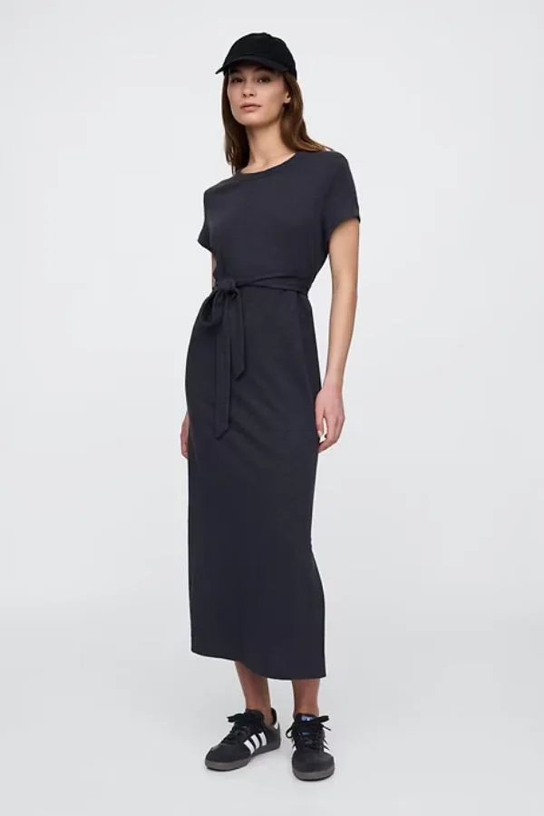 Belted T-Shirt Midi Dress Gap Factory