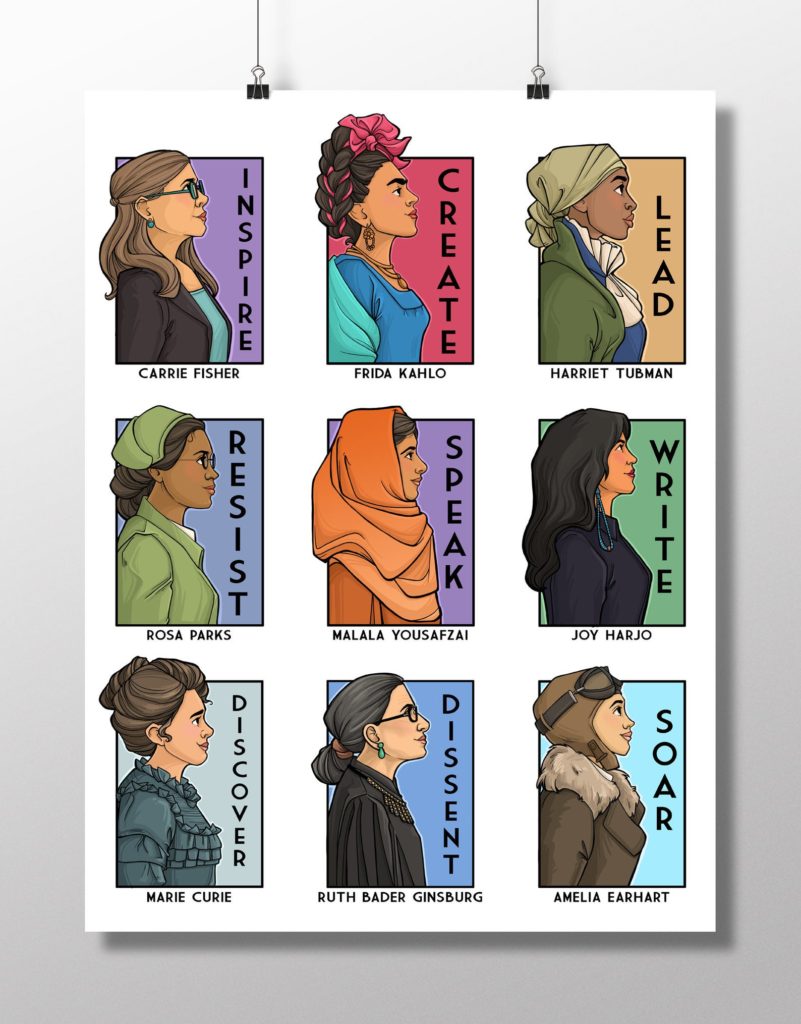 Artist Karen Hallion's new poster featuring favorite real-life heroines