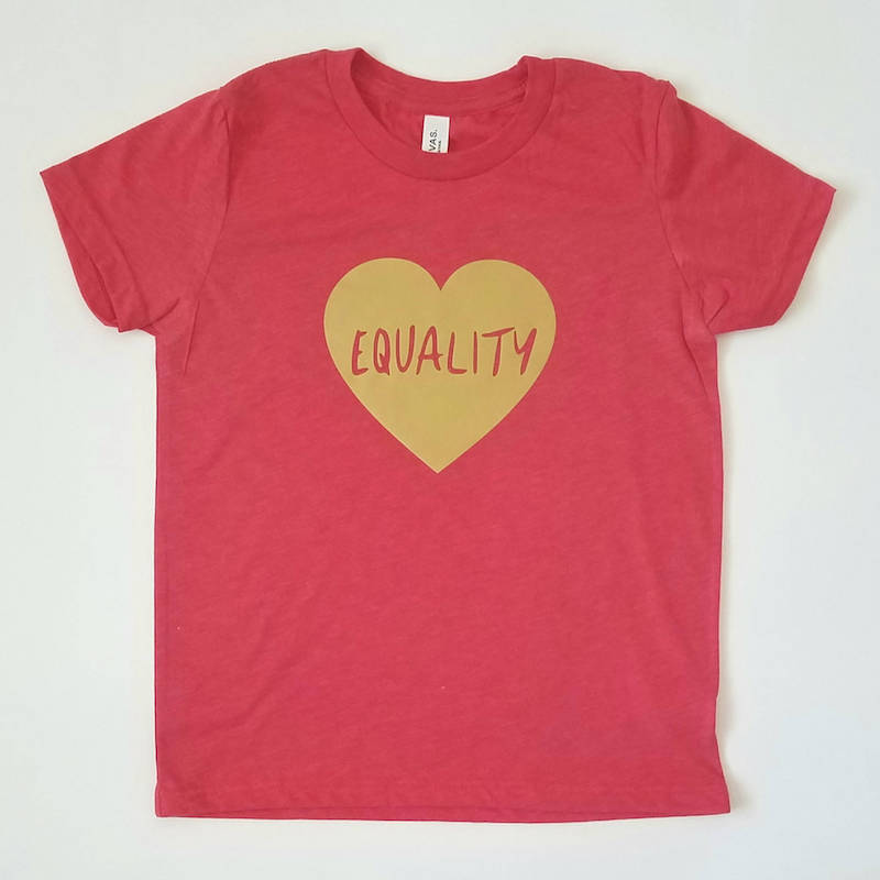 Meaningful gifts for kids: Equality shirt from Brave New World Designs supporting non-profits