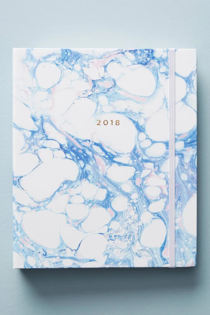 Pretty 2017-18 school year planners: Marble 2017-18 planner by Hadron Epoch at Anthro. Beautiful!