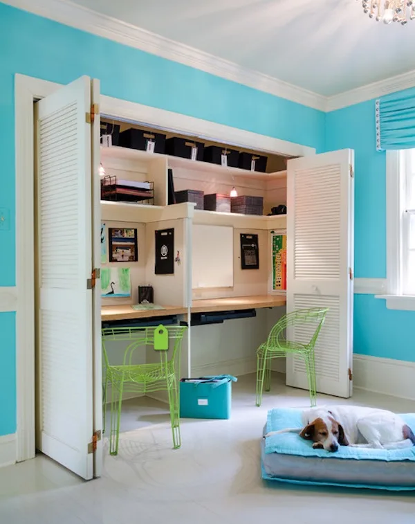 Kid-friendly workspace ideas: Closet Workspace by Kathy Corbet Interiors
