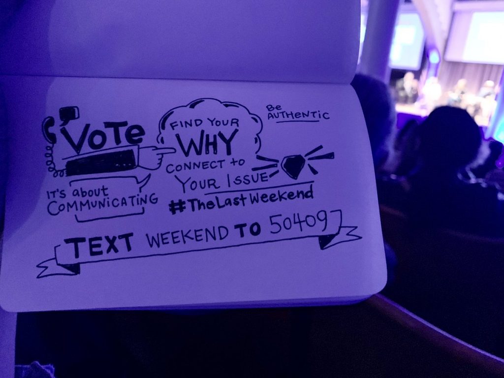 Text WEEKEND to 50409 to find Last Weekend GOTV needs near you | photo: Lilly Lam on Twitter