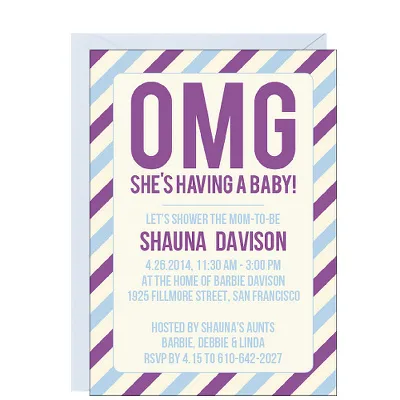 Cool baby shower invitations - OMG card at Paper Source