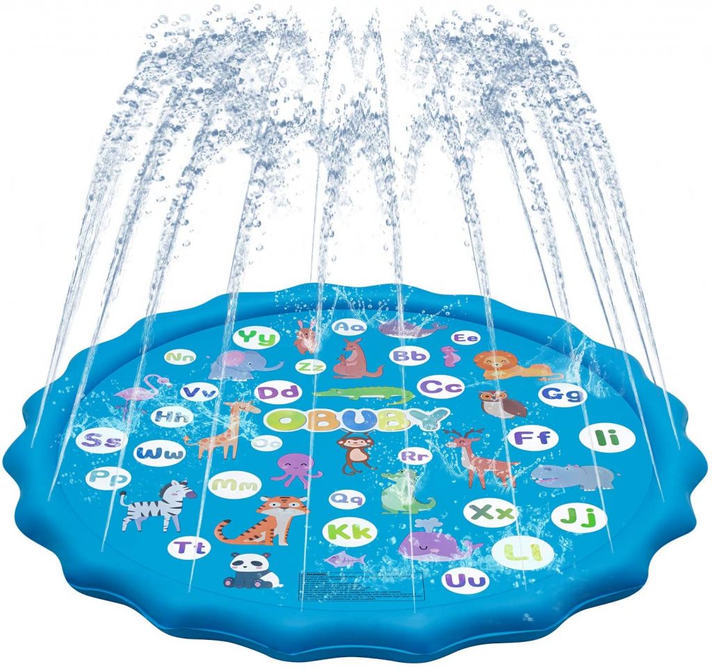 Fun backyard water toys for kids: This alphabet splash mat is a fun way to learn your letters and cool off outside.