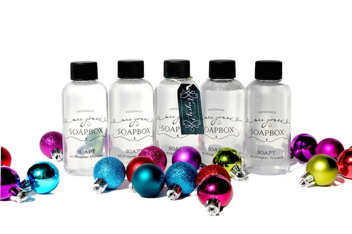 Easy stocking stuffers: Samples of Mrs. Jones' Soapbox eco-friendly cleaning products.