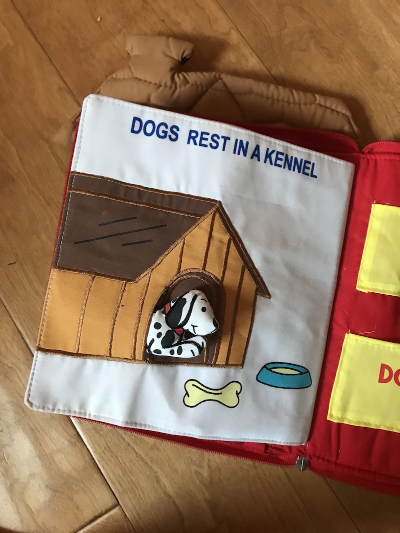 Toys for kids with special needs: Learn complex object matching with Right at Home quiet book.