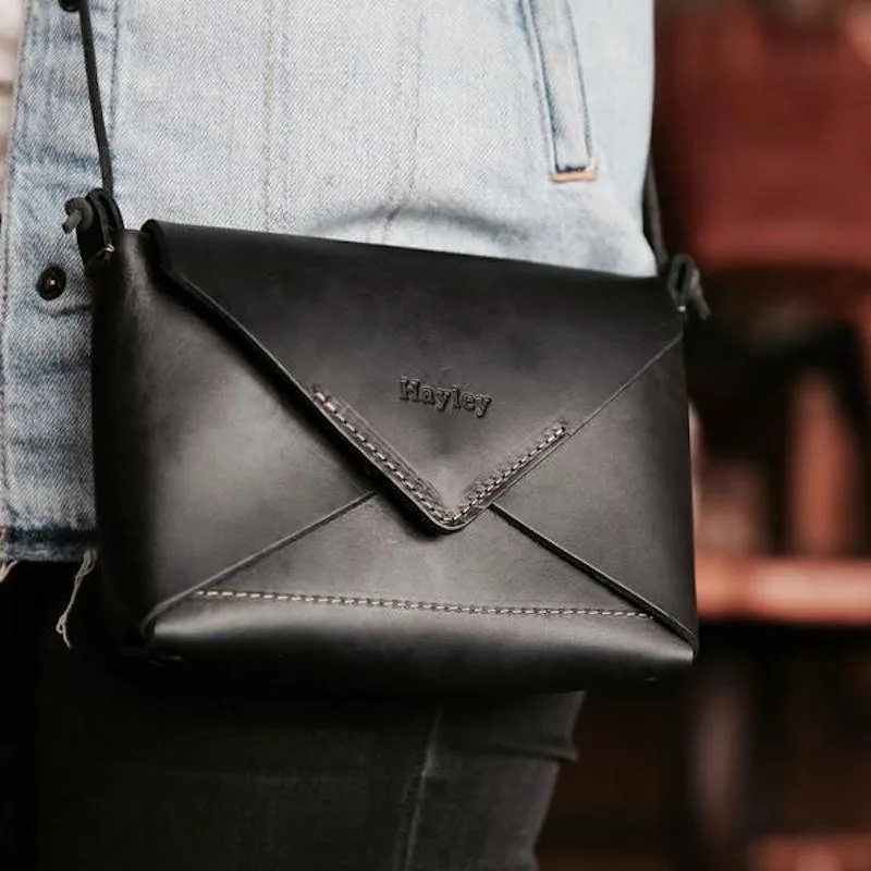Mother's Day personalized gifts for grandmothers: Leather envelope purse at Holtz Leather