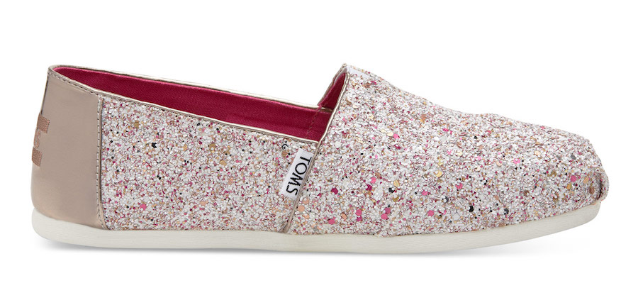 TOMS holiday candy cane glitter shoes