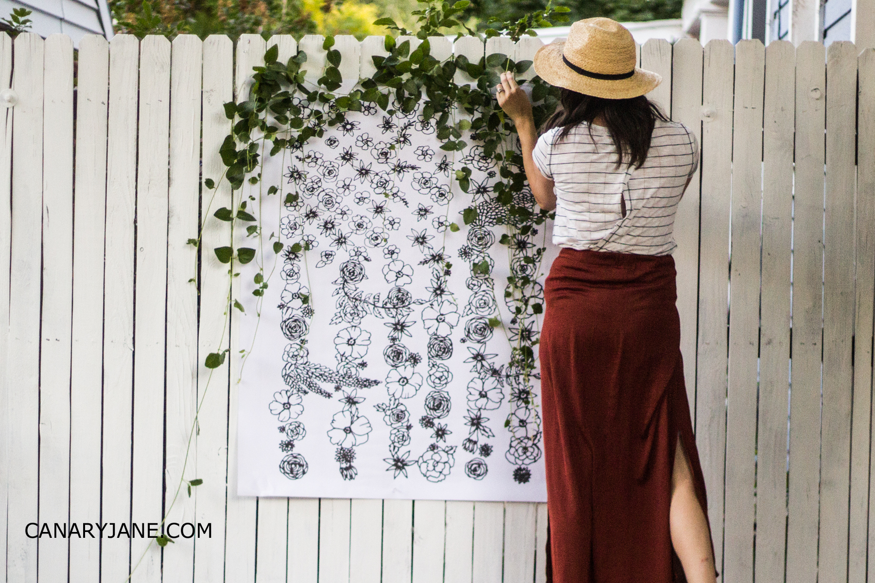 Summer coloring pages for teens: Free Floral Flag Printable | Canary Jane