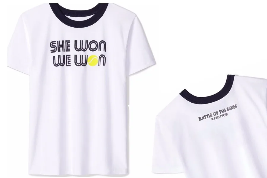 Tory Burch's limited edition "Battle of the Sexes" tee commemorating Billie Jean King's historic trouncing of Bobby Riggs in 1973