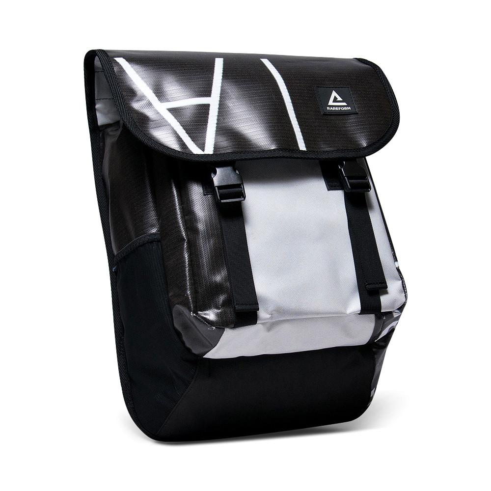 The upcycled backpacks from Rareform made from upcycled billboard vinyl