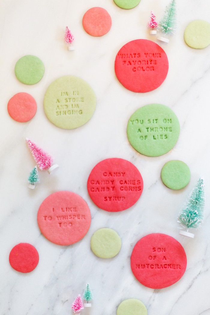 Funny hostess holiday gifts: Elf Quote Cookies by Lovely Indeed