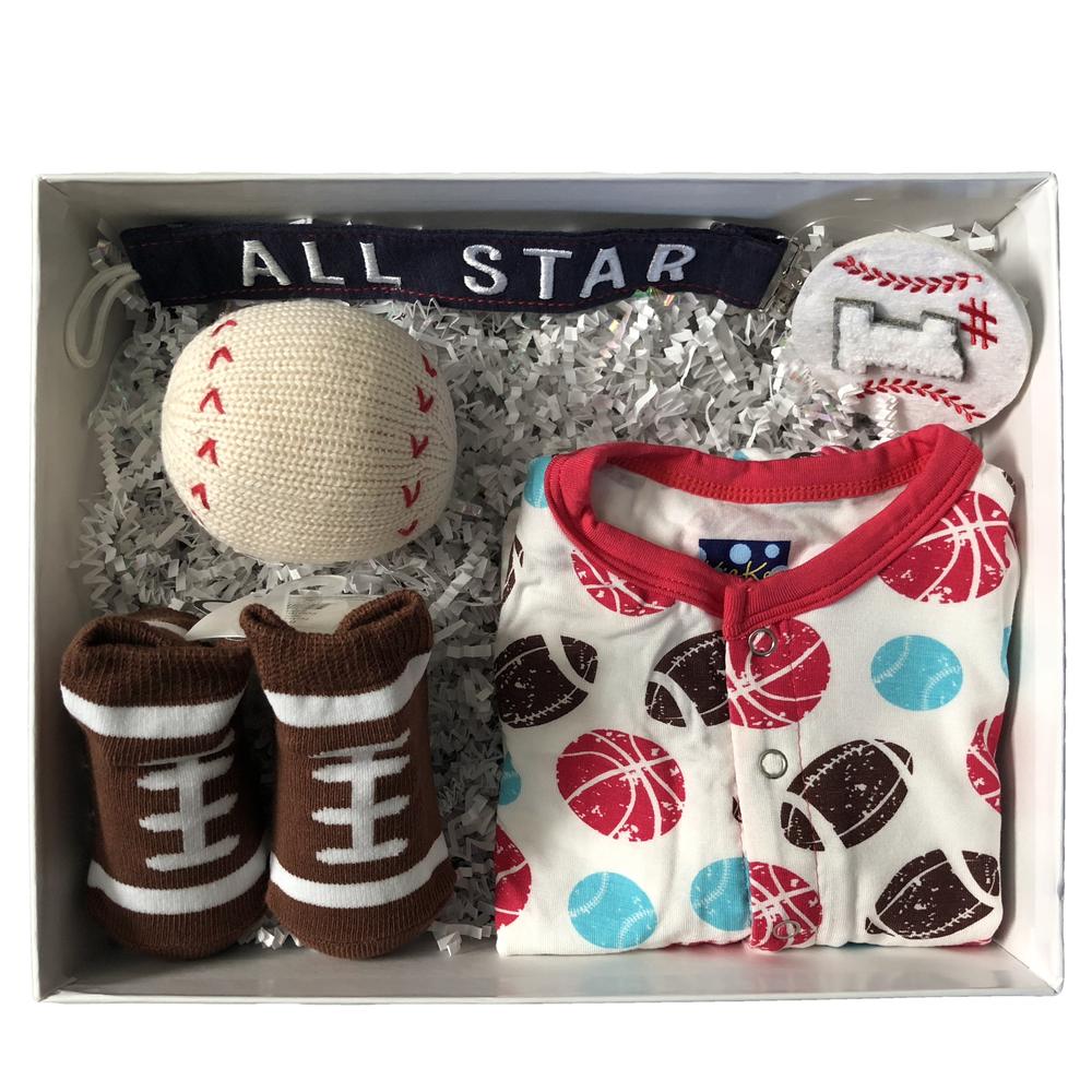 Beautifully curated baby gift boxes around themes like sports, unicorns, sloths, and more at Baby Boxy