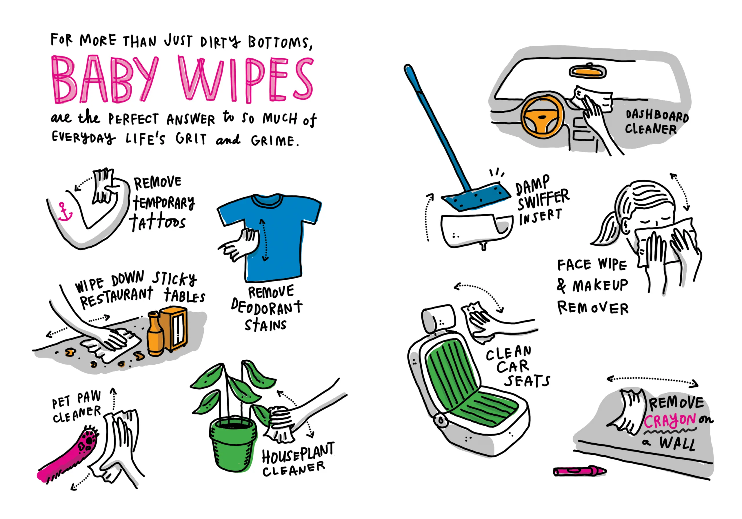 A zillion uses for baby wipes, from the genius new Parent Hacks book