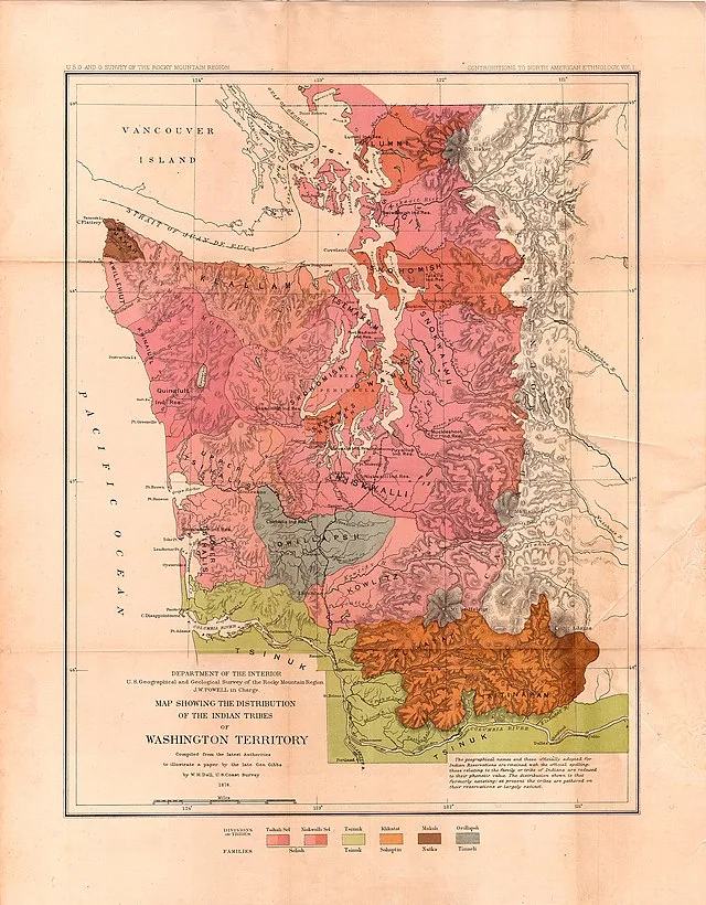 1876 map of Indian Tribes in what is now Washington State