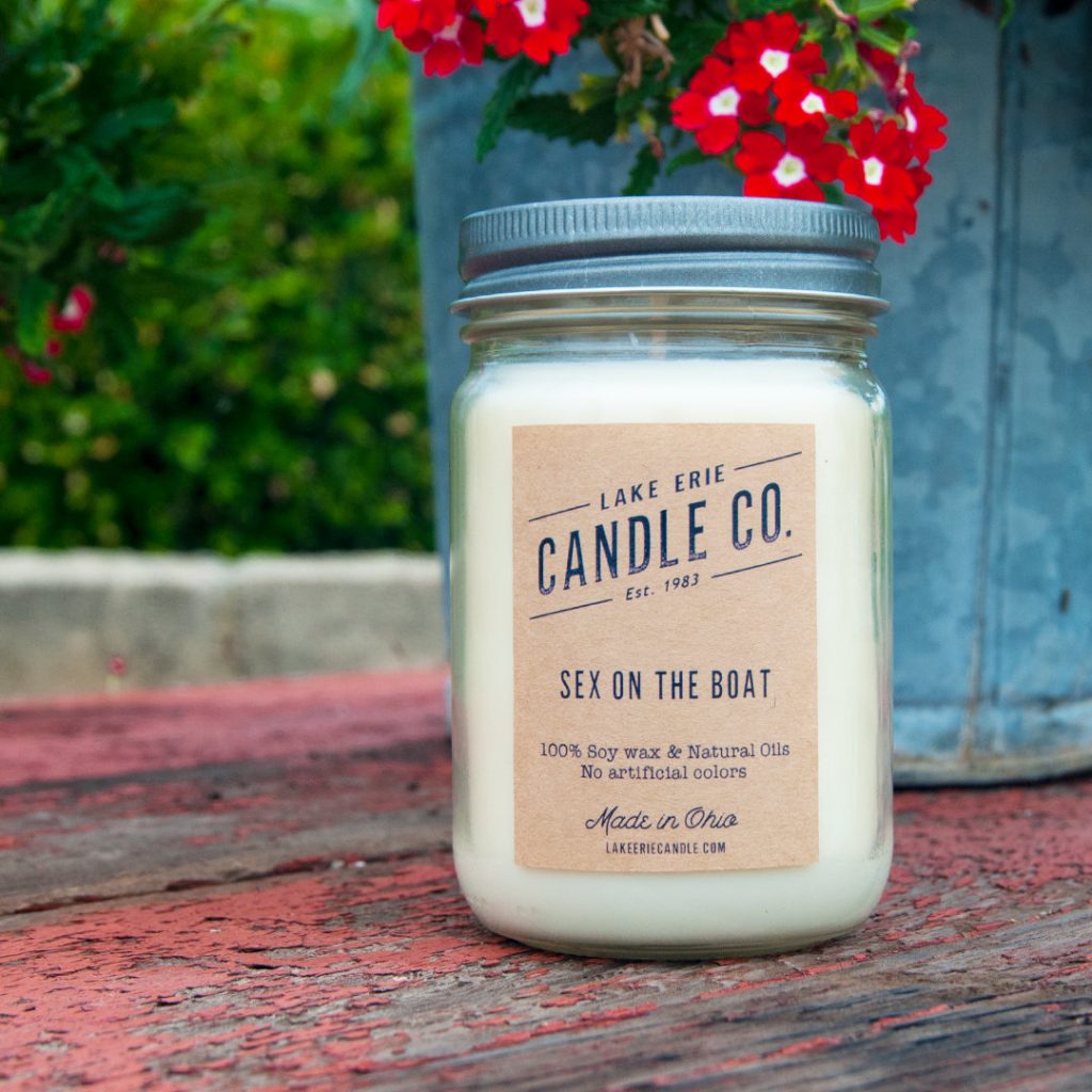 Creative Valentine's gifts that support indie shops: Sex on a Boat handmade candle from Lake Erie Candle Co